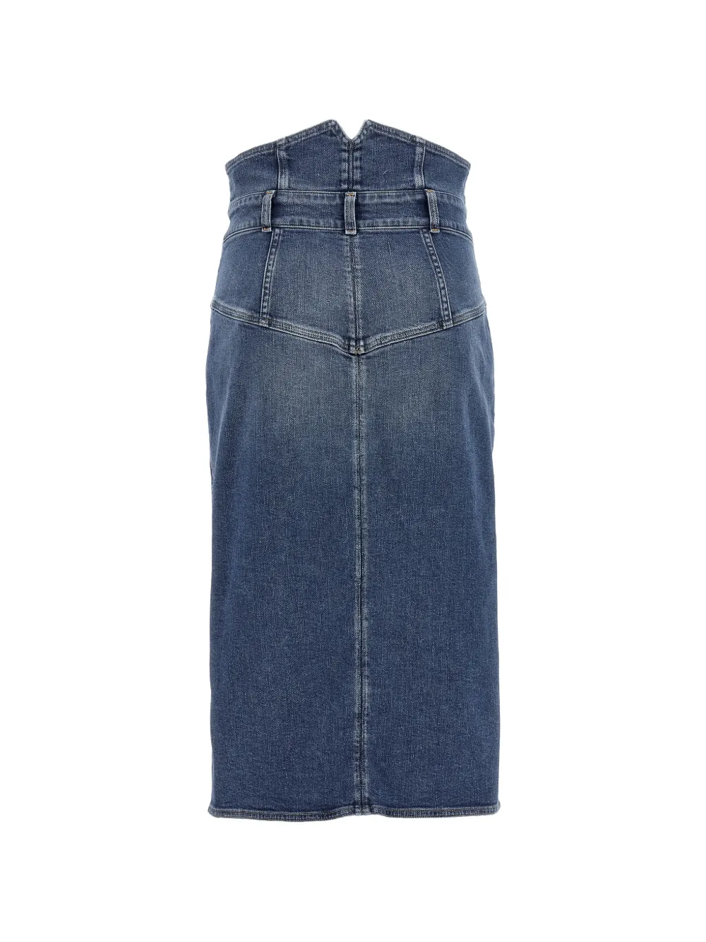  Elisabetta Franchi Contrast-stitching High-waisted Midi Denim Skirt - Blue 