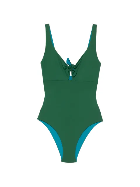 Fisico knot-detail colourblock swimsuit