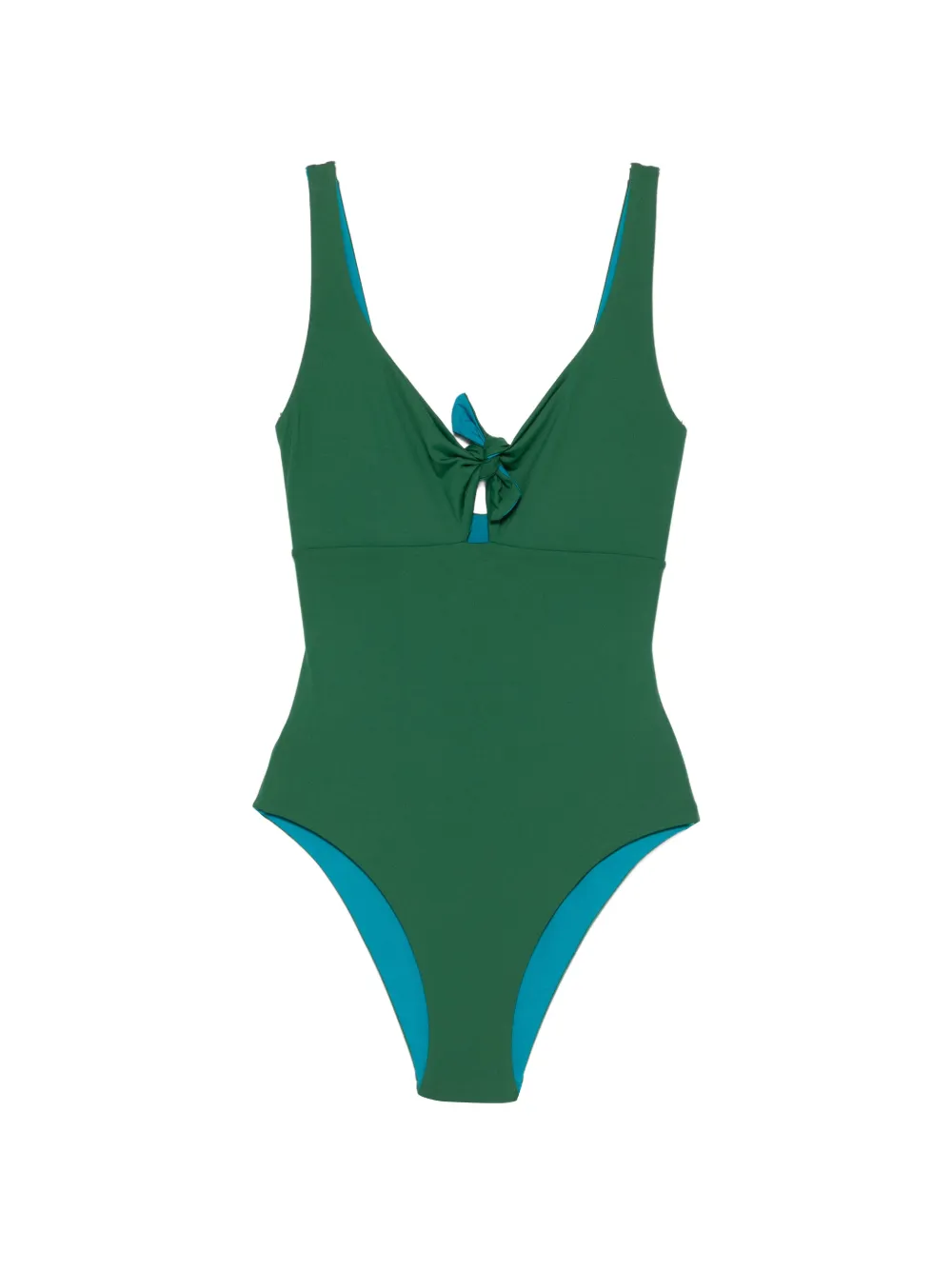 Fisico knot-detail colourblock swimsuit - Verde