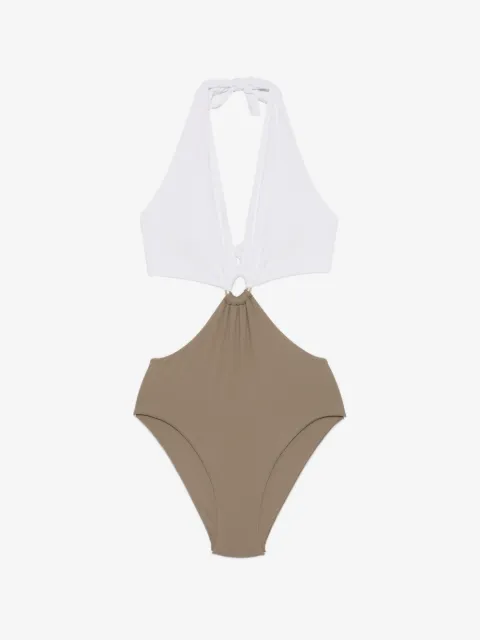 Fisico ring-detail two-tone swimsuit