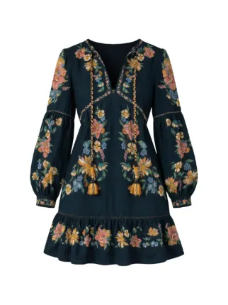 maria blue dress FARM Rio Mini | Open Back Silk Prom Size:38 (US 8) filter_Collection:summer-edit Music flattering fit