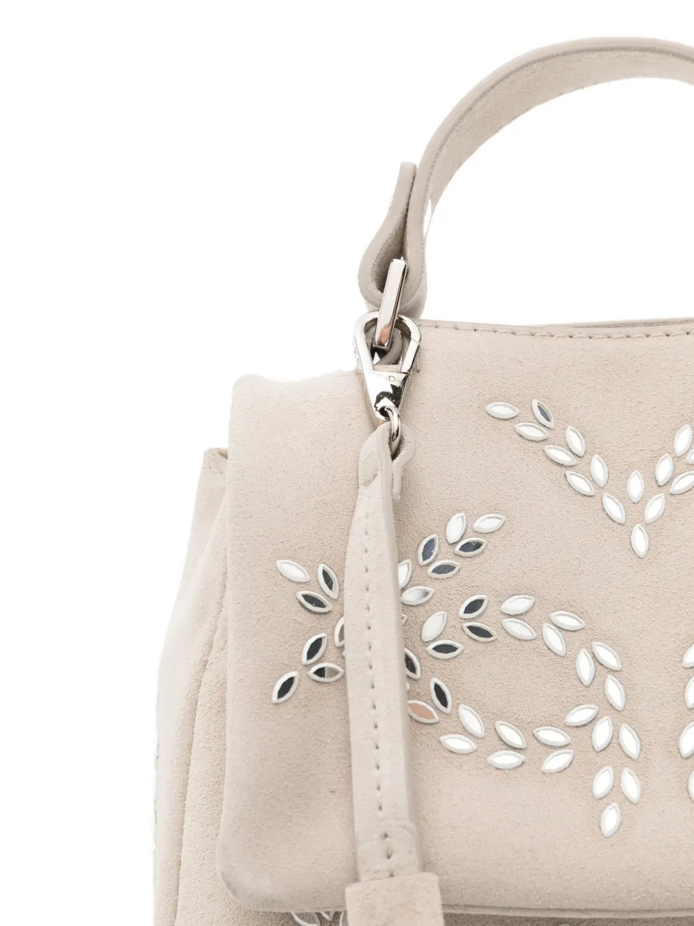 Orciani Suède shopper verfraaid met spiegel Beige