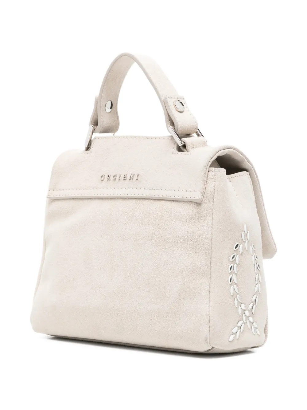 Orciani Suède shopper verfraaid met spiegel Beige