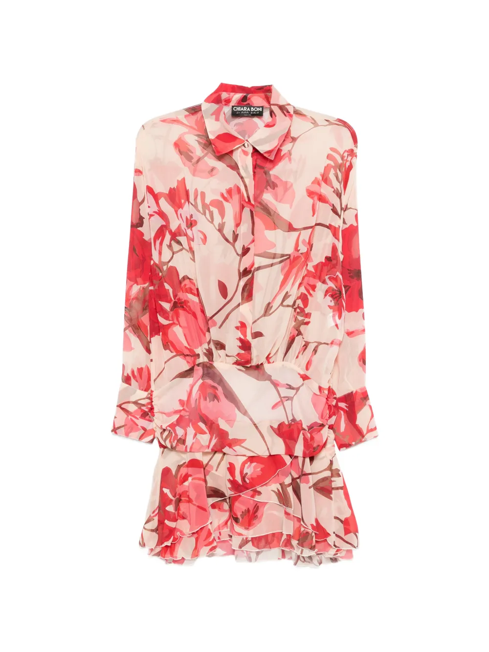 CHIARA BONI La Petite Robe floral-detail ruffled mini dress - Rosso