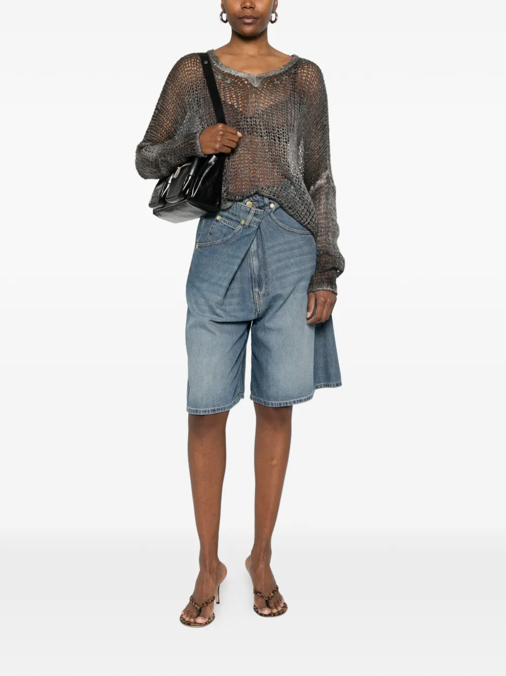  Avant Toi V-neck Open-knit Sweater - Grey 