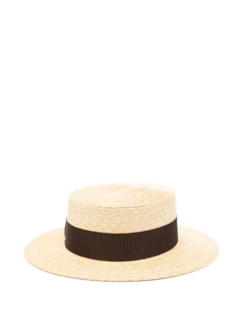 Borsalino grosgrain-trim boater hat