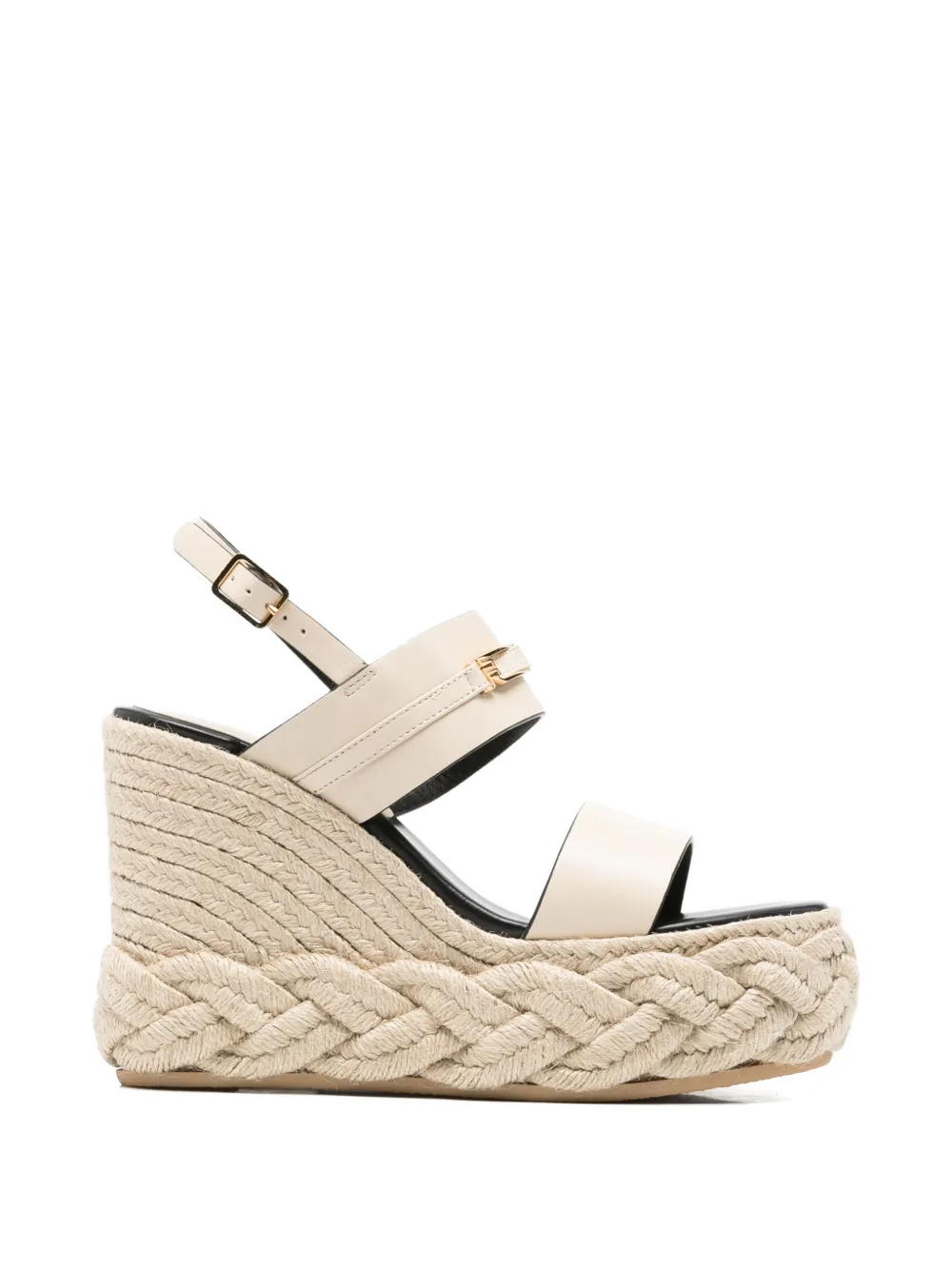 Sergio Rossi braided-sole wedge sandals Beige