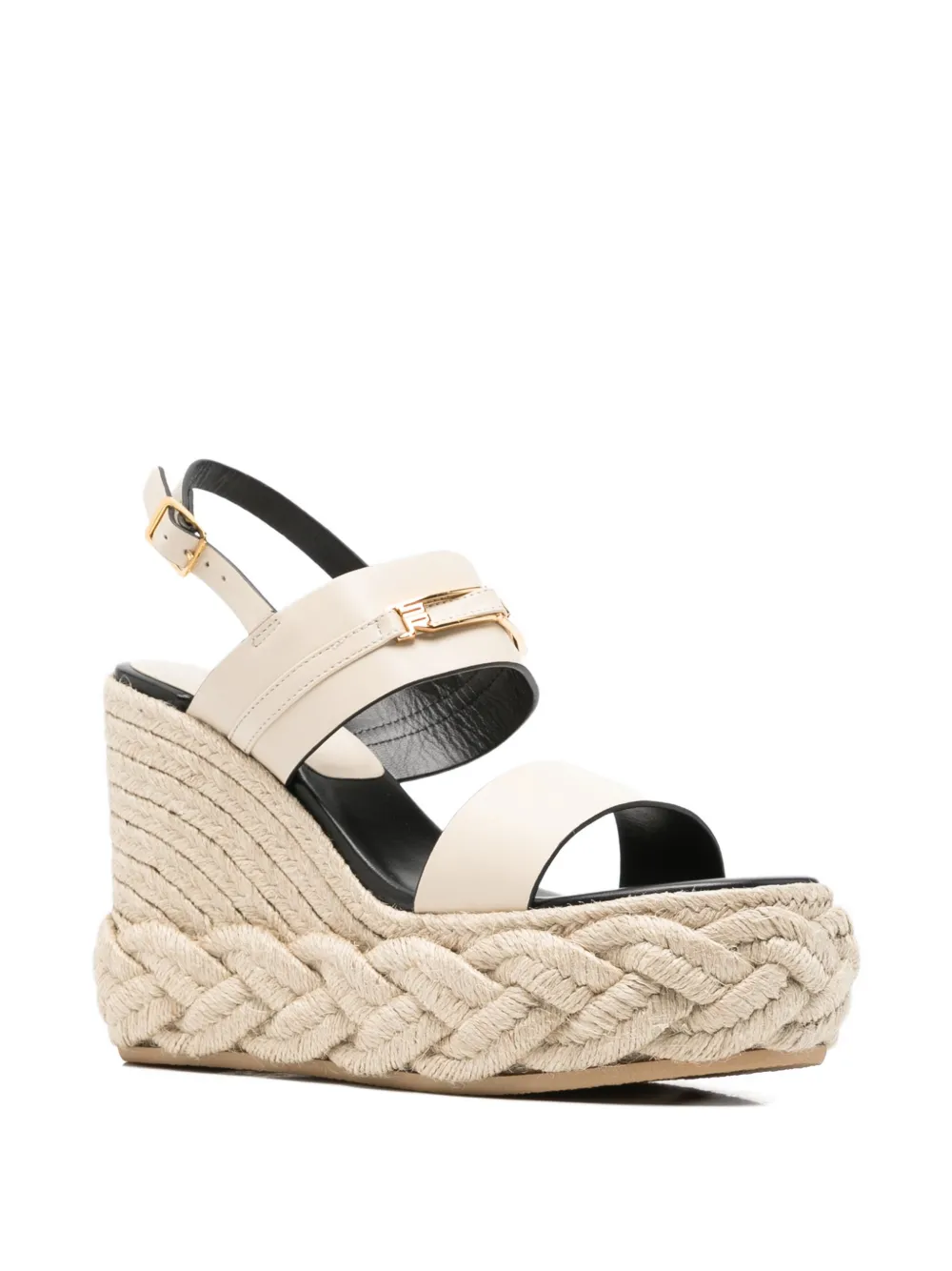 Sergio Rossi braided-sole wedge sandals Beige