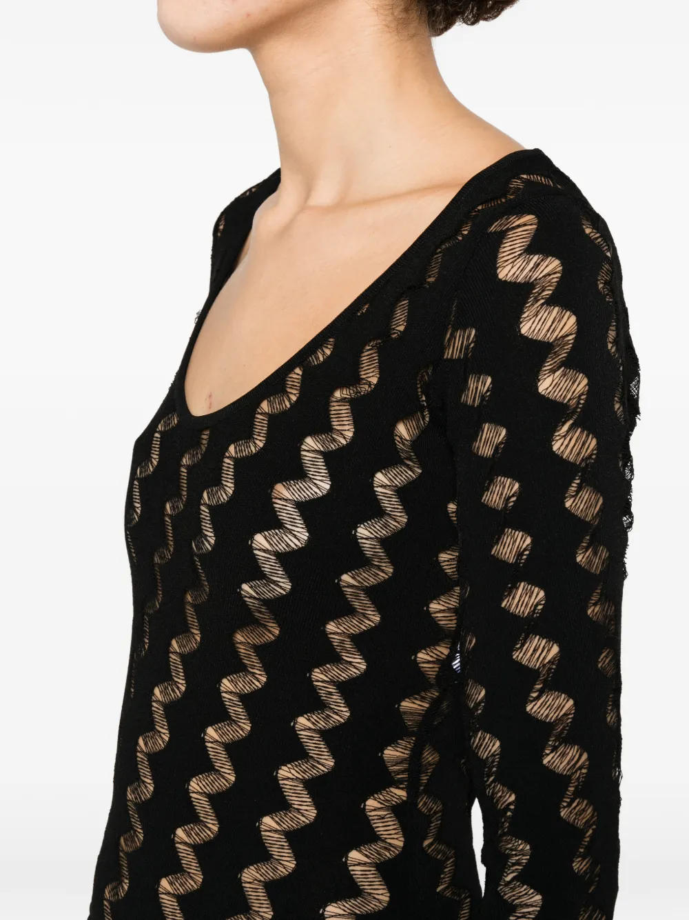 IRO Body met lange mouwen en zigzag-patroon Zwart