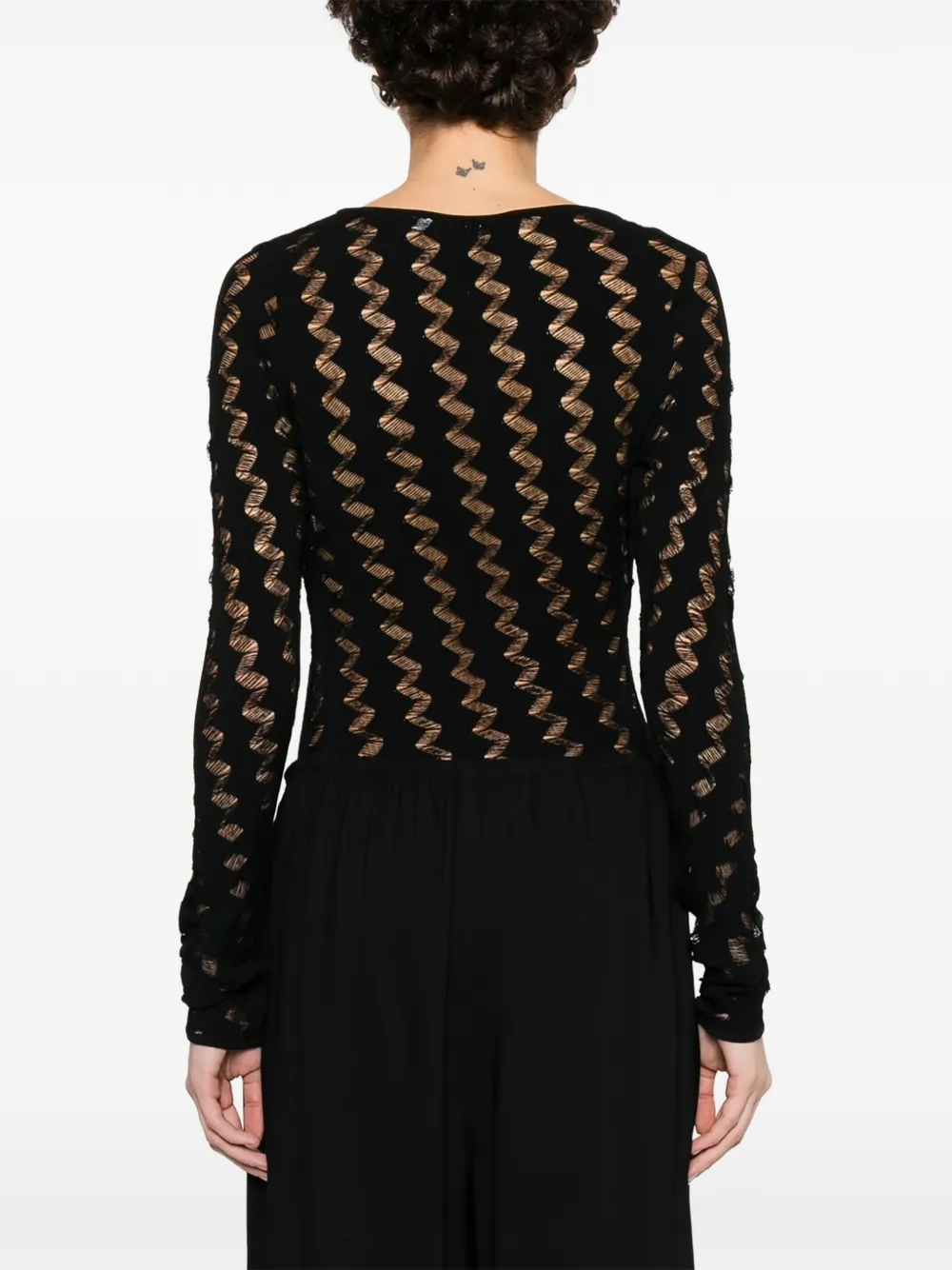 IRO Body met lange mouwen en zigzag-patroon Zwart