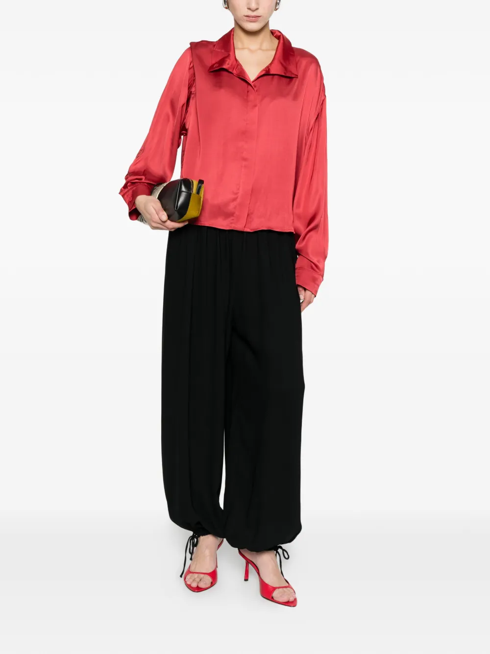  Iro Funnel-neck Top - Red 