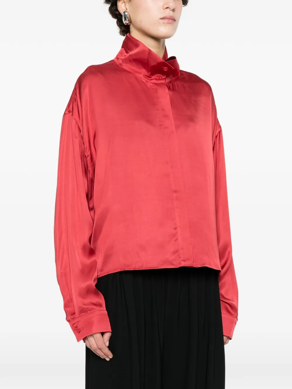  Iro Funnel-neck Top - Red 