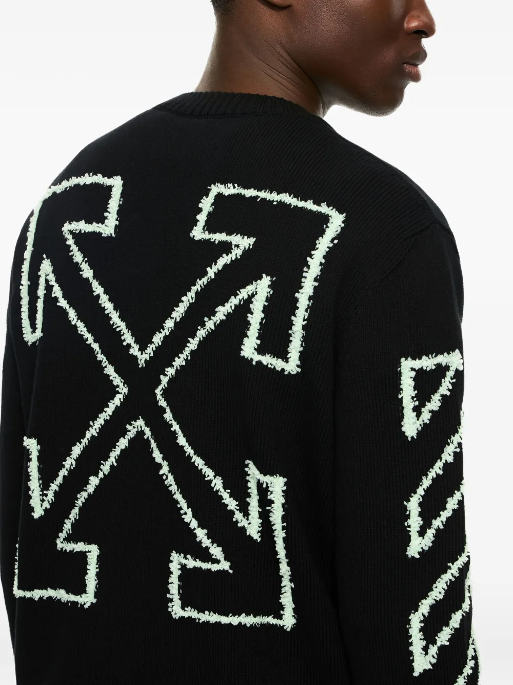 Off-White Diagonal Arrow trui met ronde hals Zwart