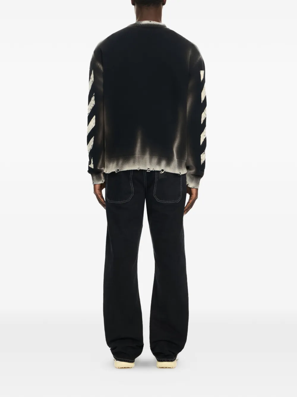  Off-white Pull à Effet Usé - Noir 