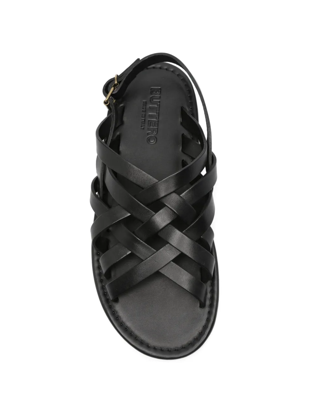 Buttero Leren sandalen met geweven effect Zwart