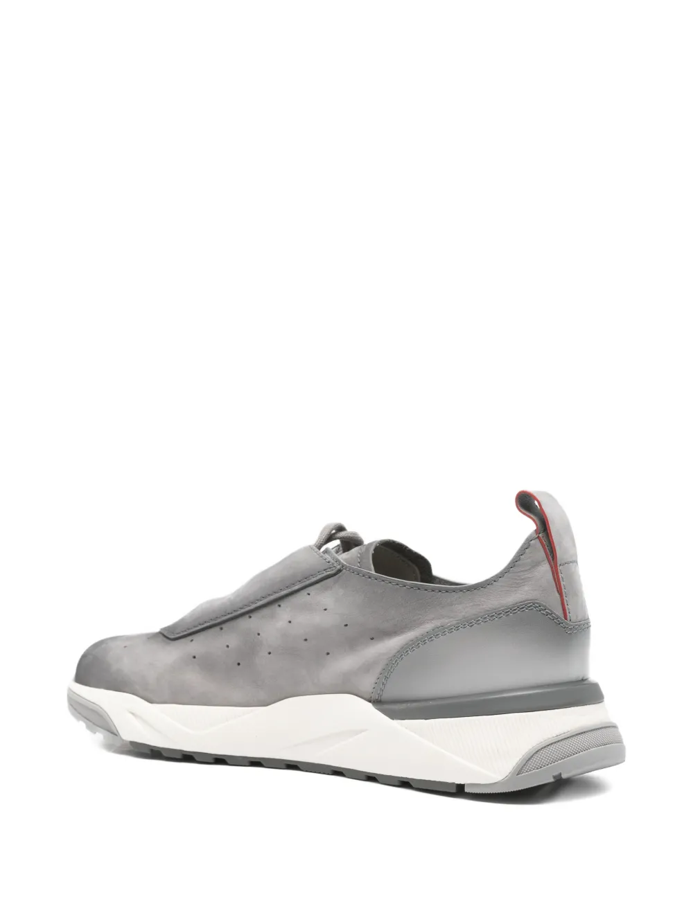Santoni perforated-details leather sneakers Grijs