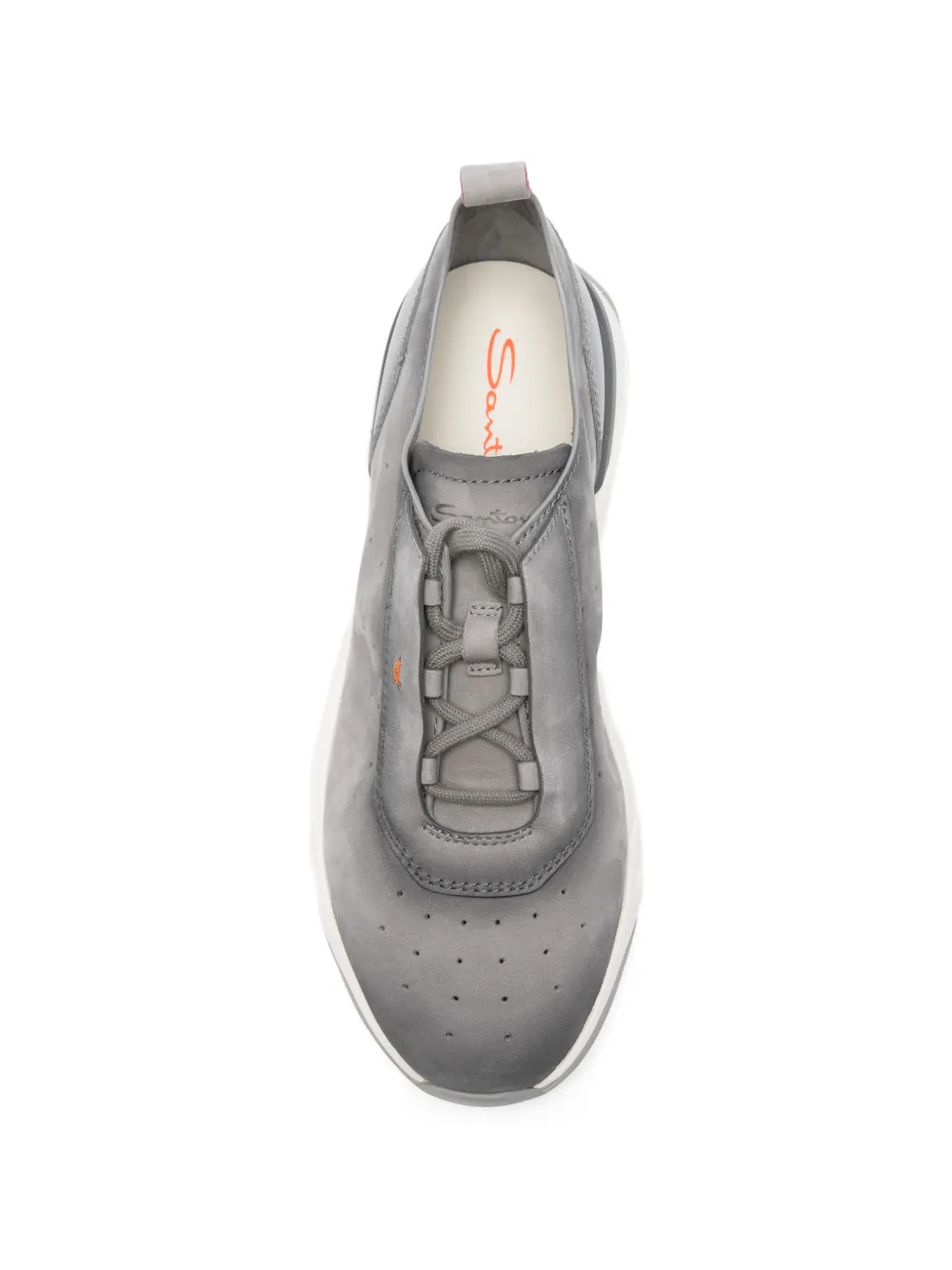 Santoni perforated-details leather sneakers Grijs