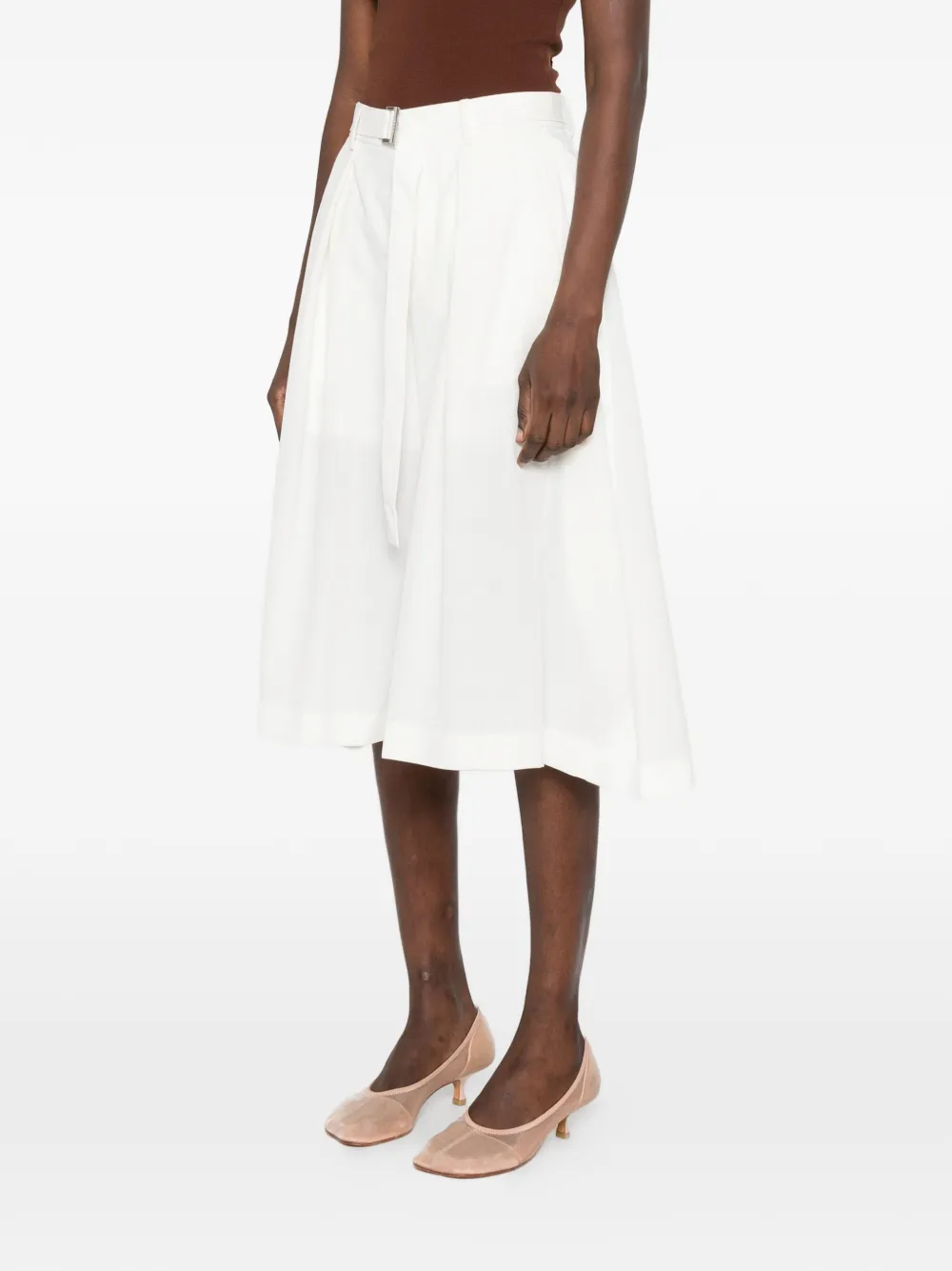  Sacai Belt-detail Shorts - Neutrals 