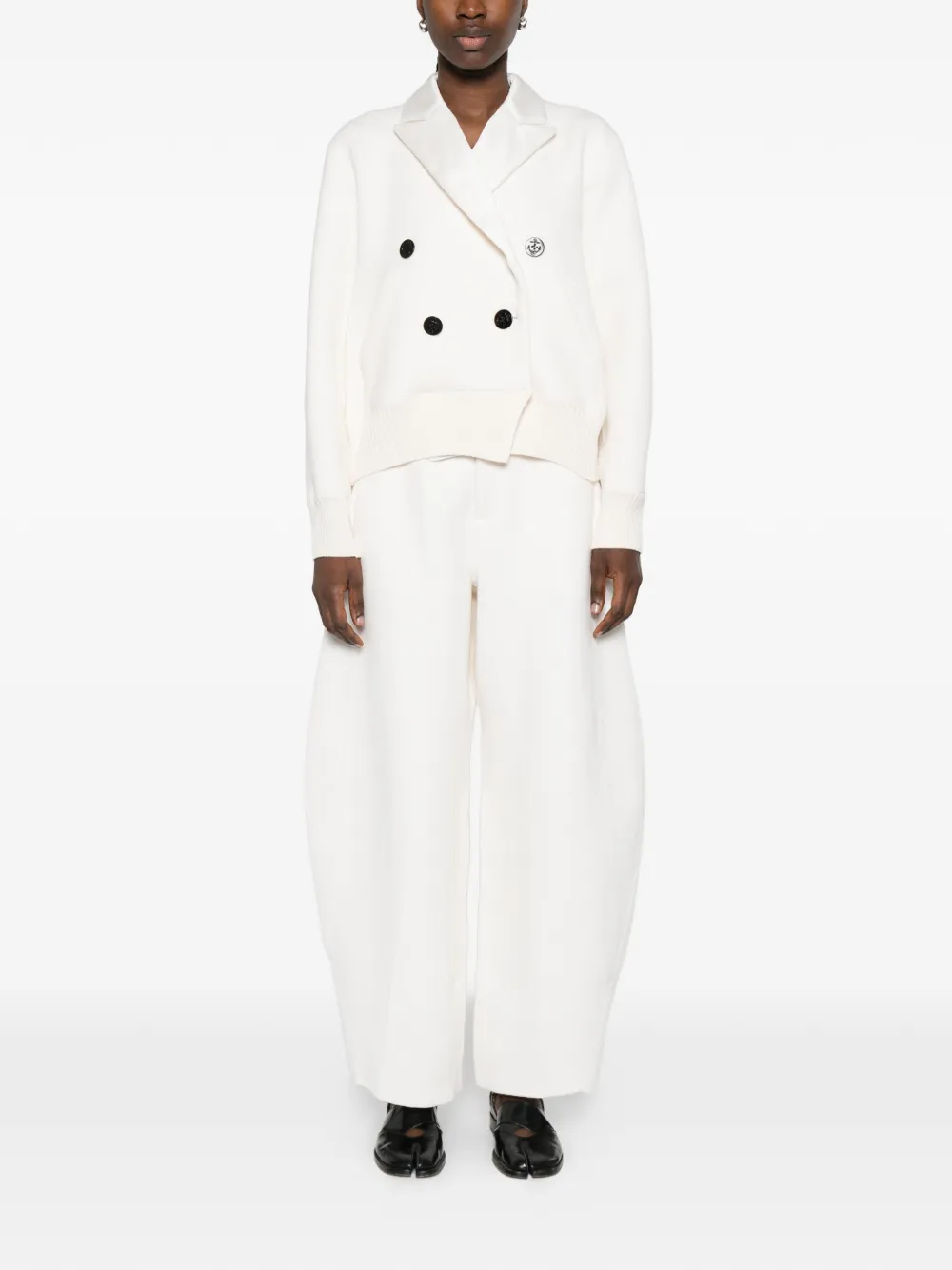 sacai High waist broek met knoopsluiting Beige