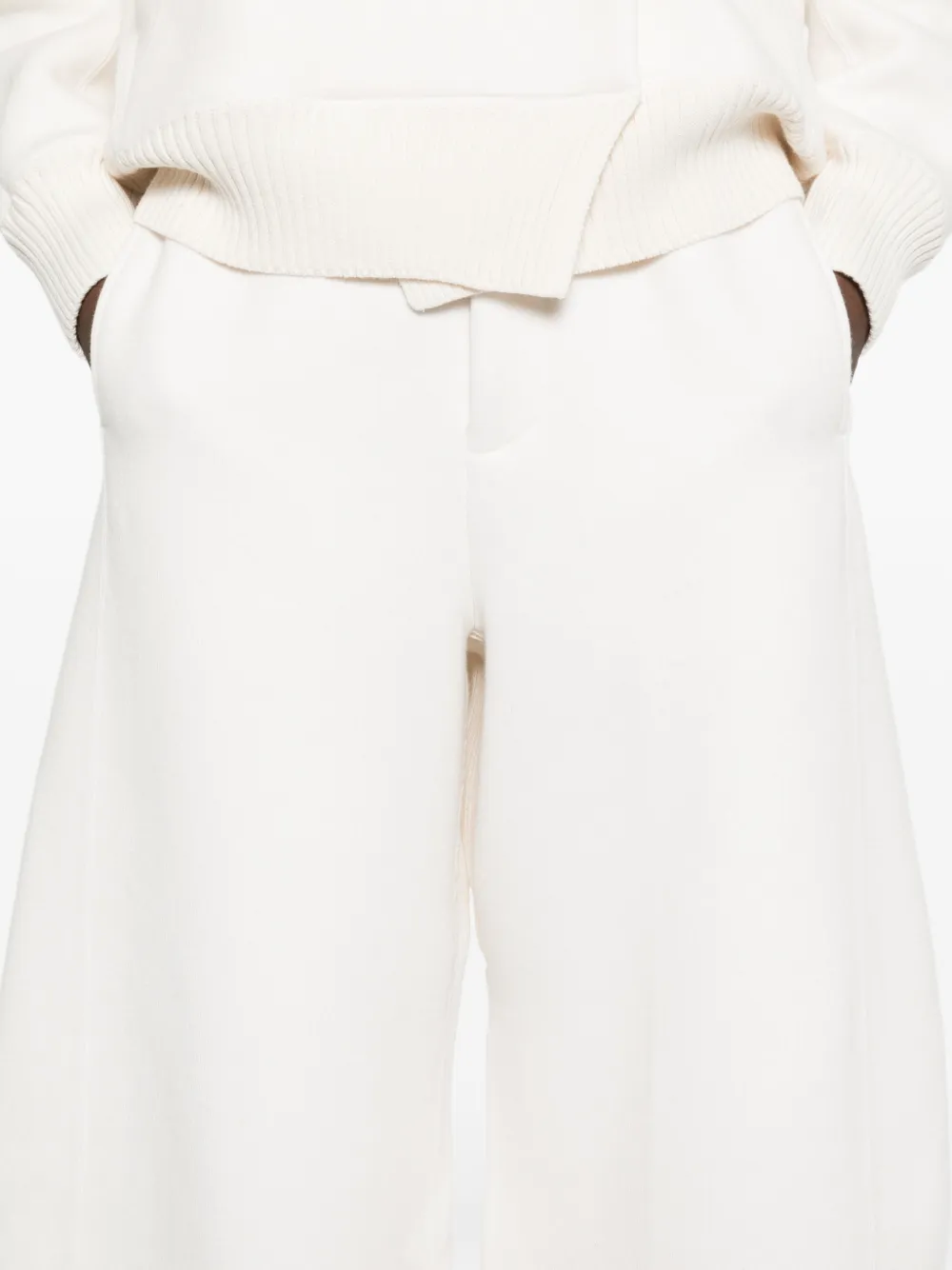 sacai High waist broek met knoopsluiting Beige