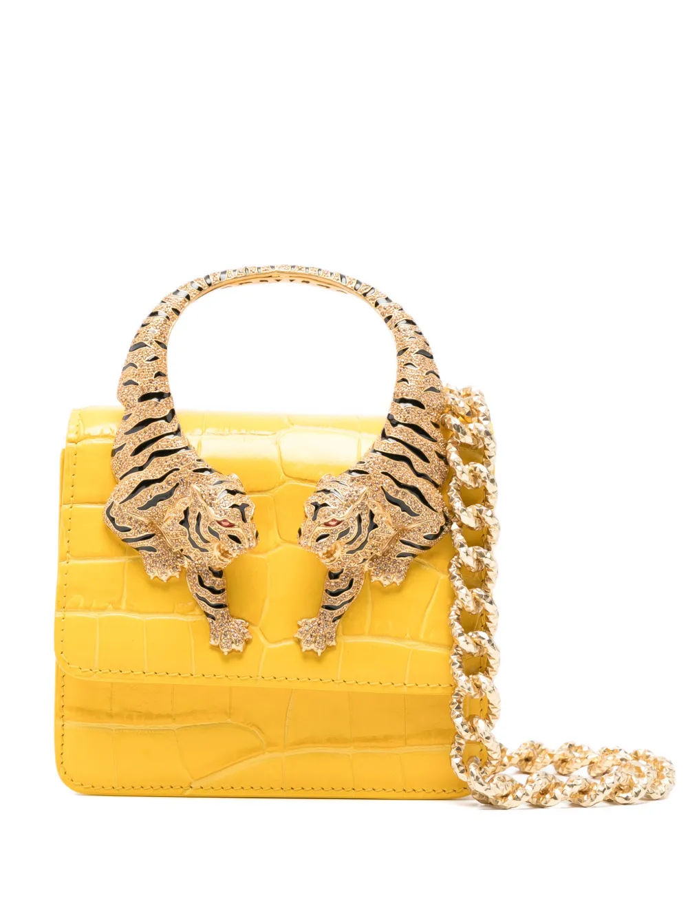 Roberto Cavalli Roar tiger handle shoulder bag - Giallo