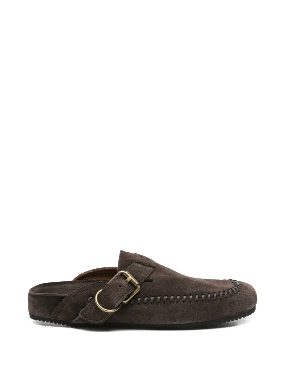 Buttero buckle-fastening whipstitch-detail mules - Marrone