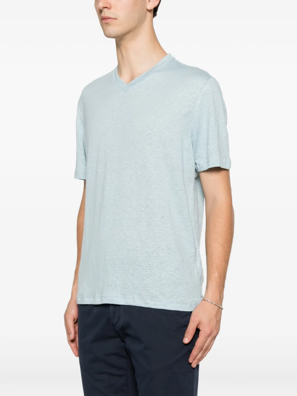 Majestic Filatures T-shirt met V-hals en korte mouwen Blauw