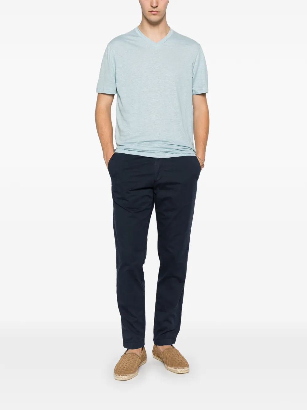 Majestic Filatures T-shirt met V-hals en korte mouwen Blauw