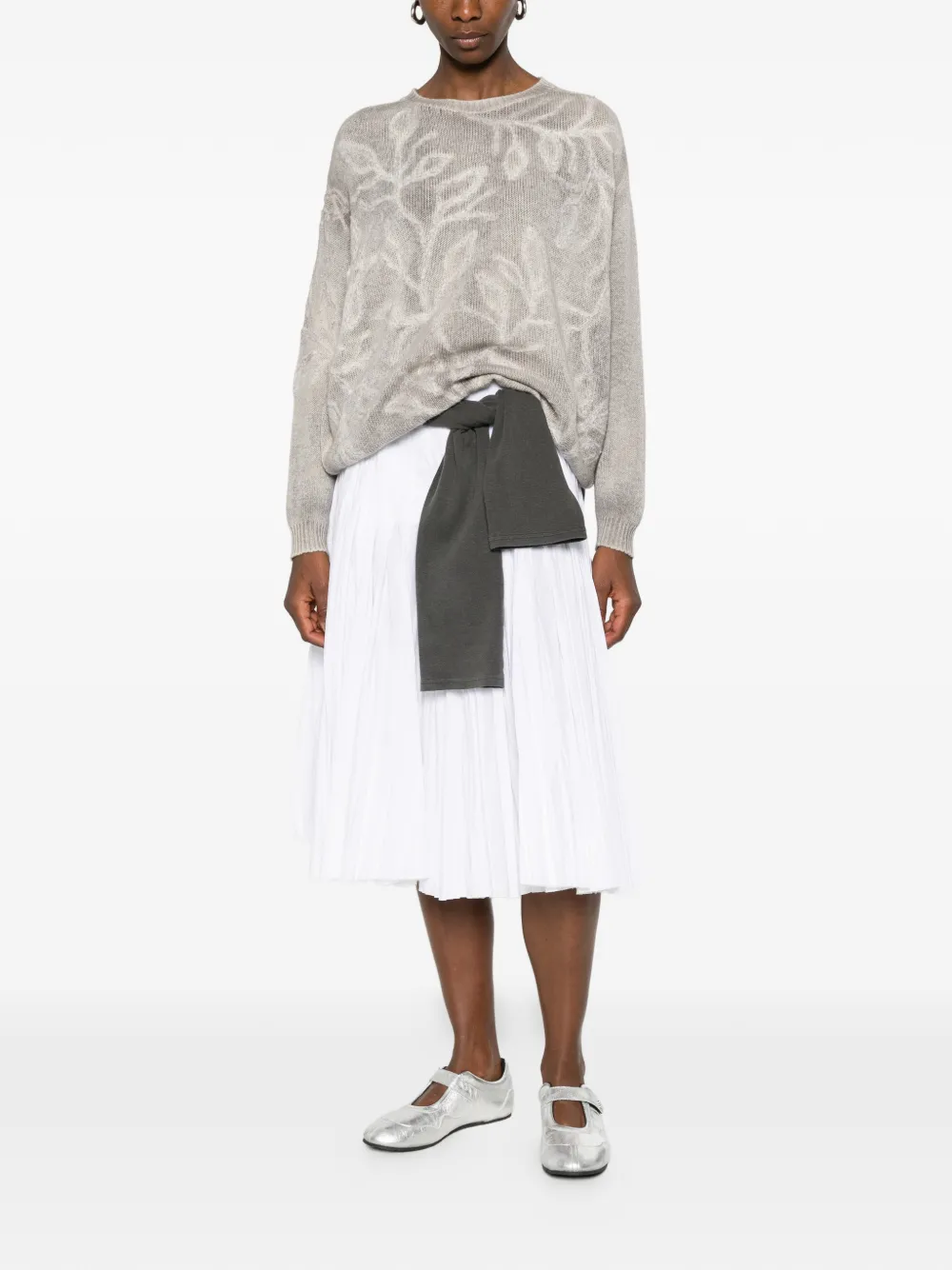  Avant Toi Floral Crew-neck Sweater - Neutrals 