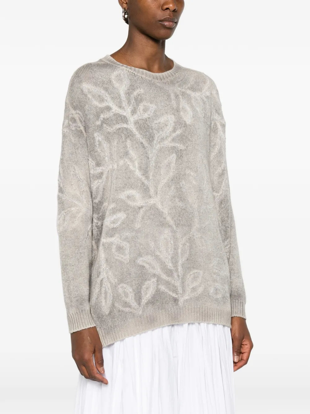  Avant Toi Floral Crew-neck Sweater - Neutrals 