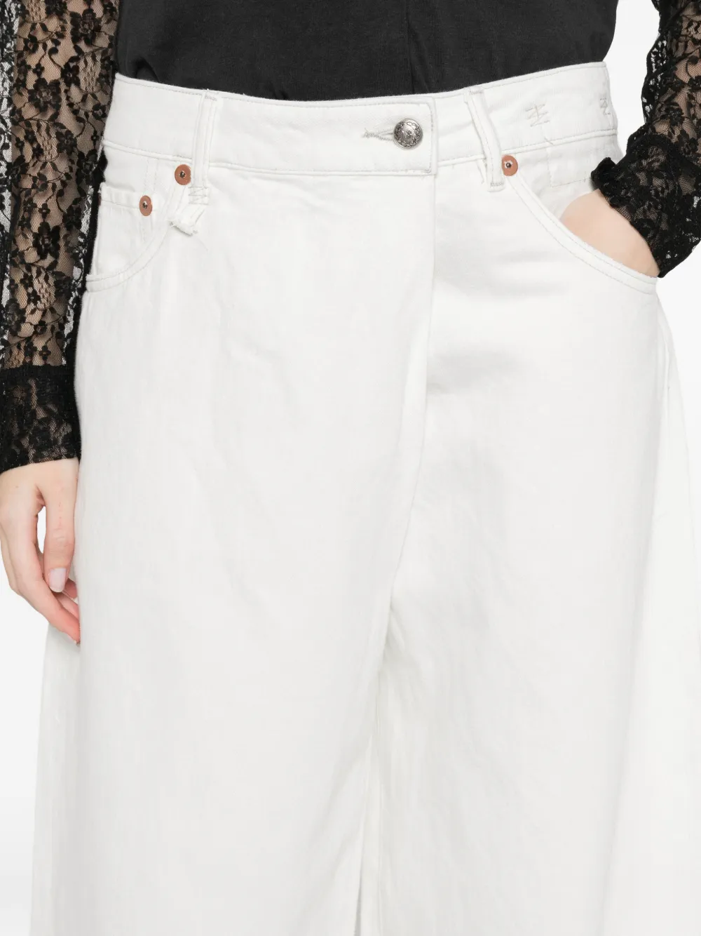 R13 Jeans met wijde pijpen Wit