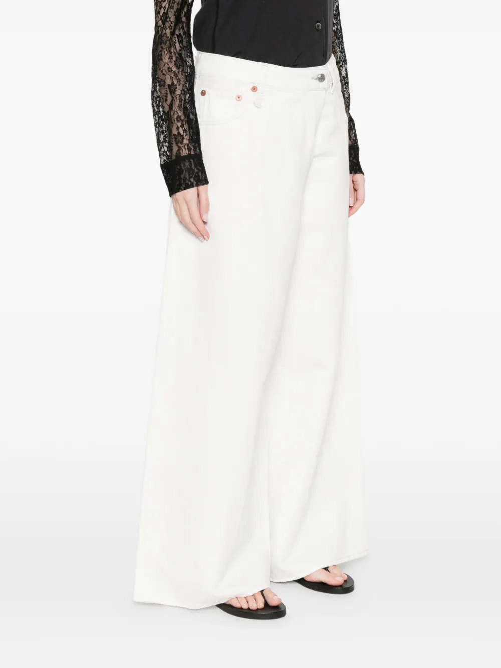 R13 Jeans met wijde pijpen Wit