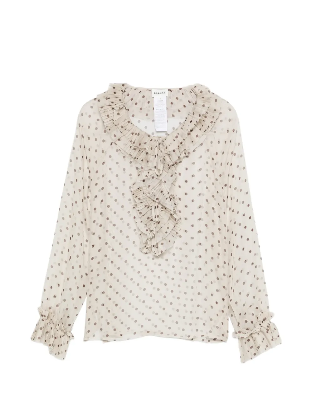P.A.R.O.S.H. Pallina ruffled polka dot blouse - Neutrals