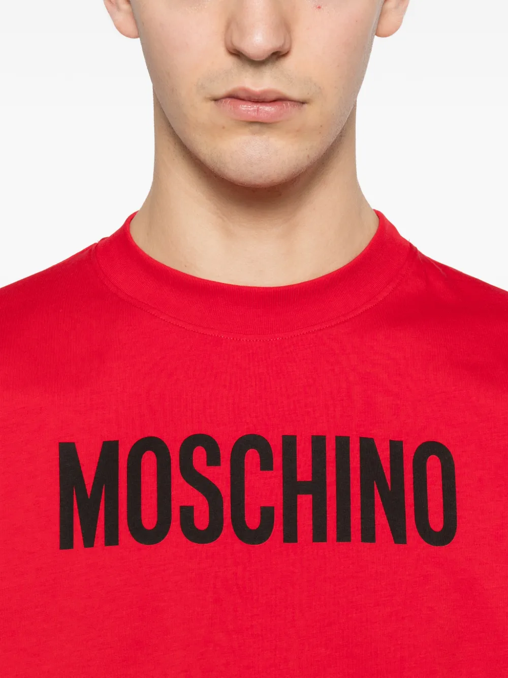 Moschino Jersey T-shirt van biologisch katoen met print Rood