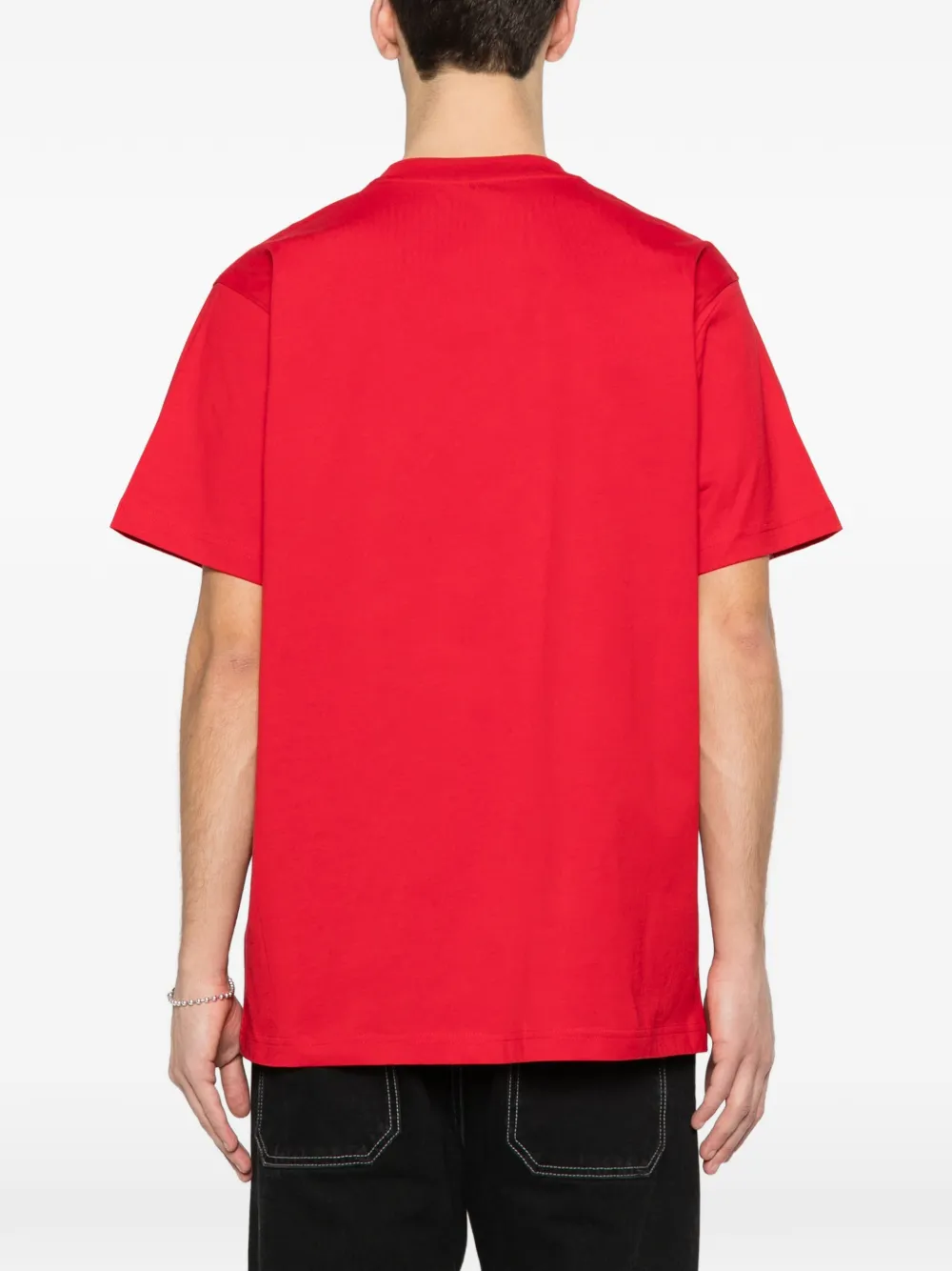 Moschino Jersey T-shirt van biologisch katoen met print Rood