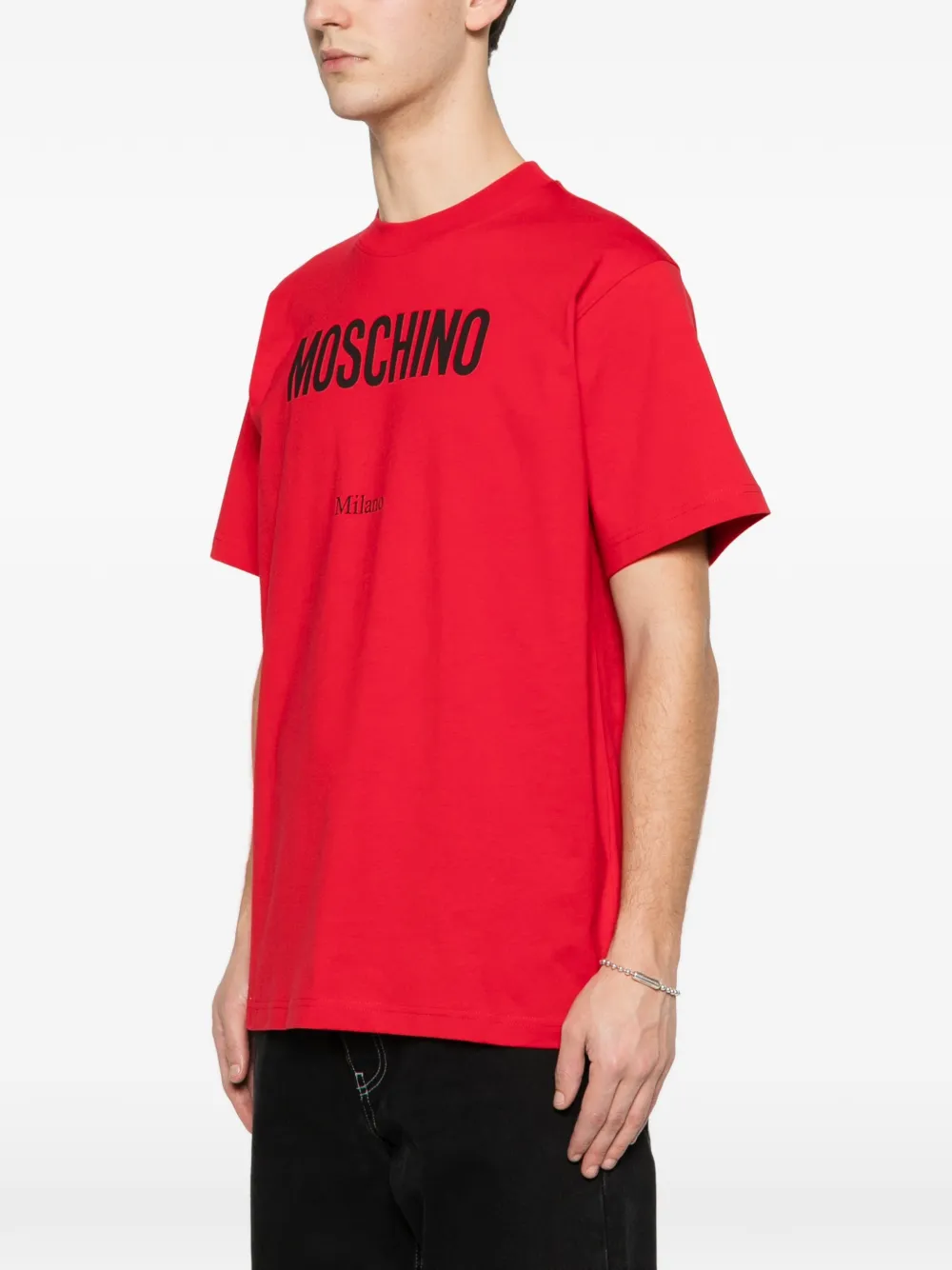 Moschino Jersey T-shirt van biologisch katoen met print Rood