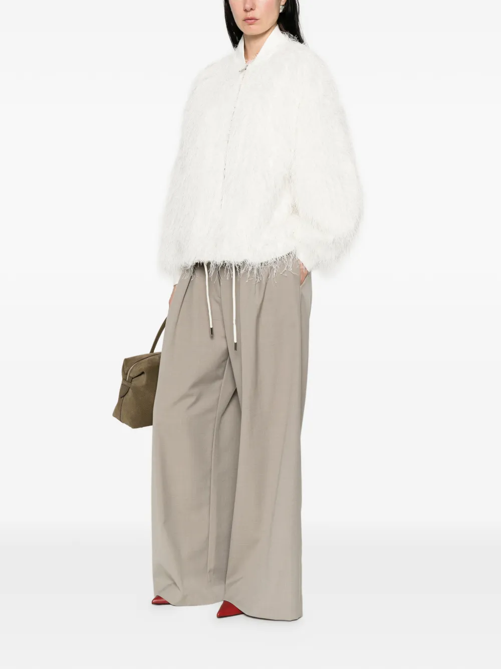  Sword Fringed Bomber Jacket - White 