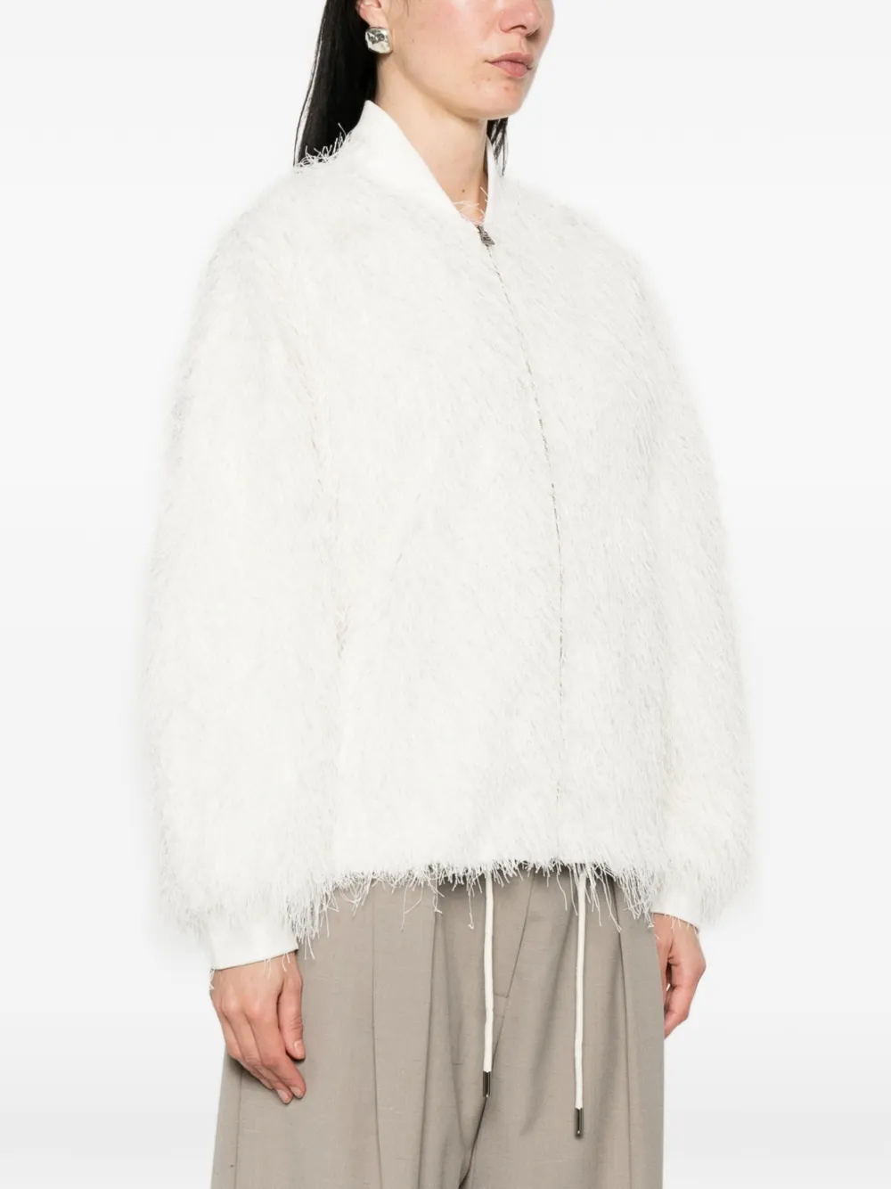  Sword Fringed Bomber Jacket - White 
