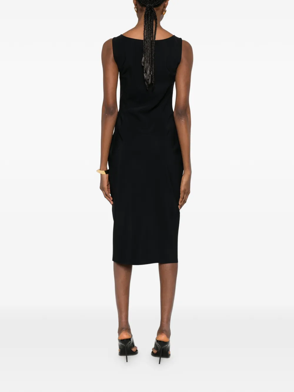CHIARA BONI La Petite Robe Midi-jurk met vierkante hals Zwart