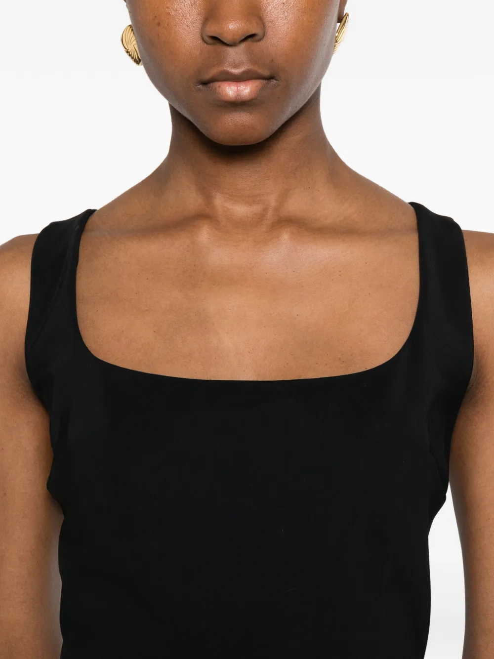 CHIARA BONI La Petite Robe Midi-jurk met vierkante hals Zwart