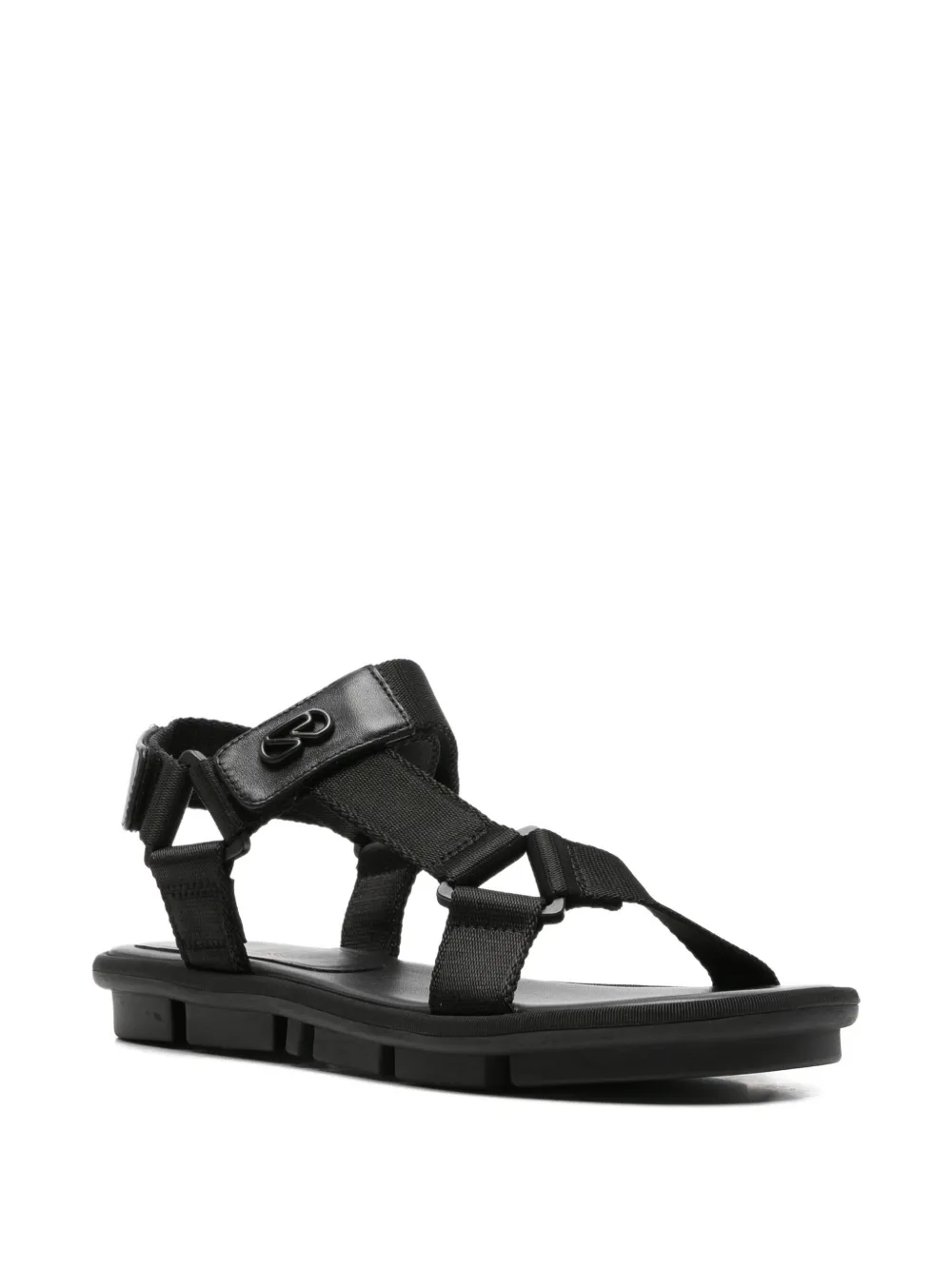 Sergio Rossi touch-strap logo-plaque sandals Zwart