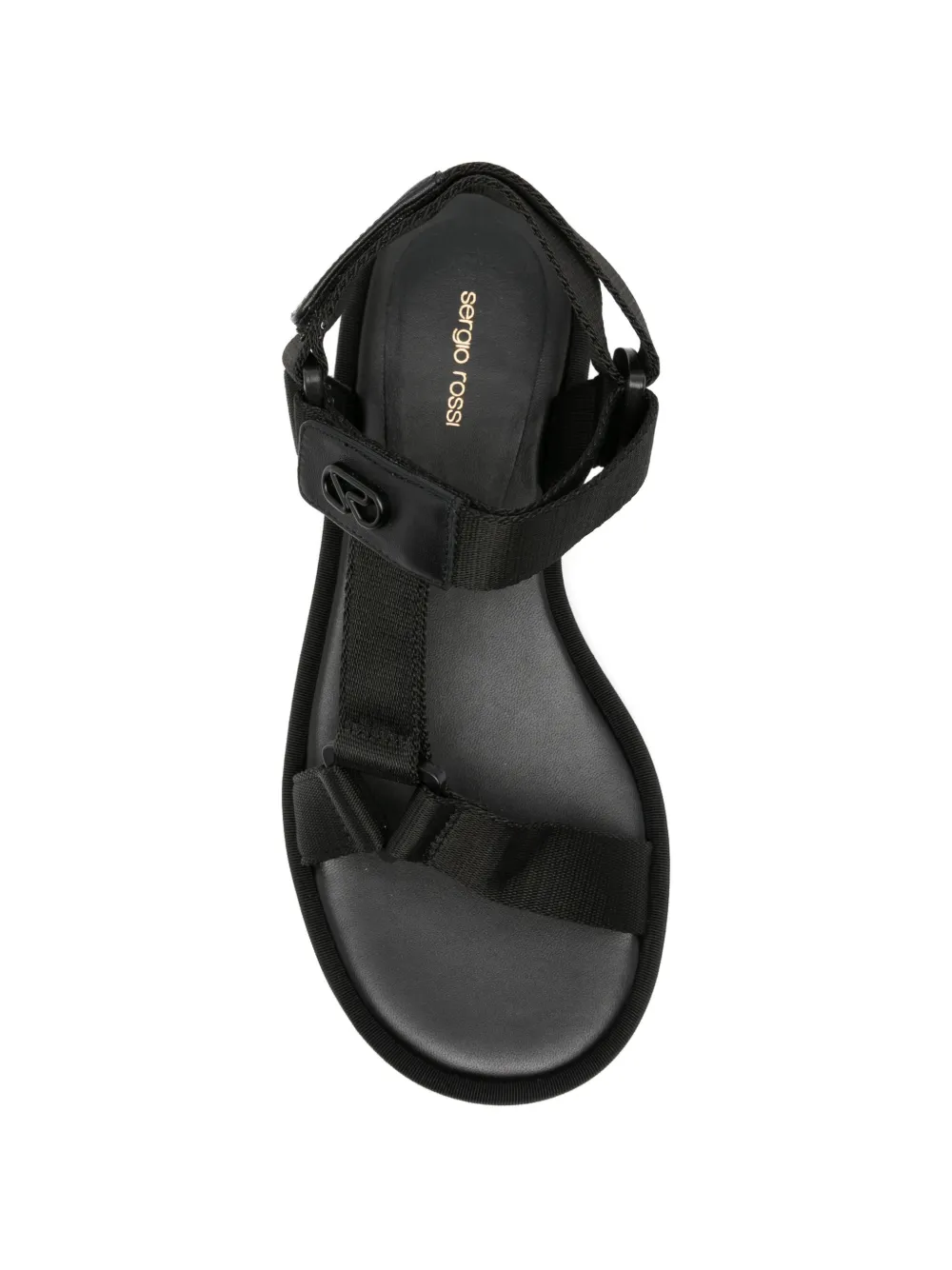 Sergio Rossi touch-strap logo-plaque sandals Zwart
