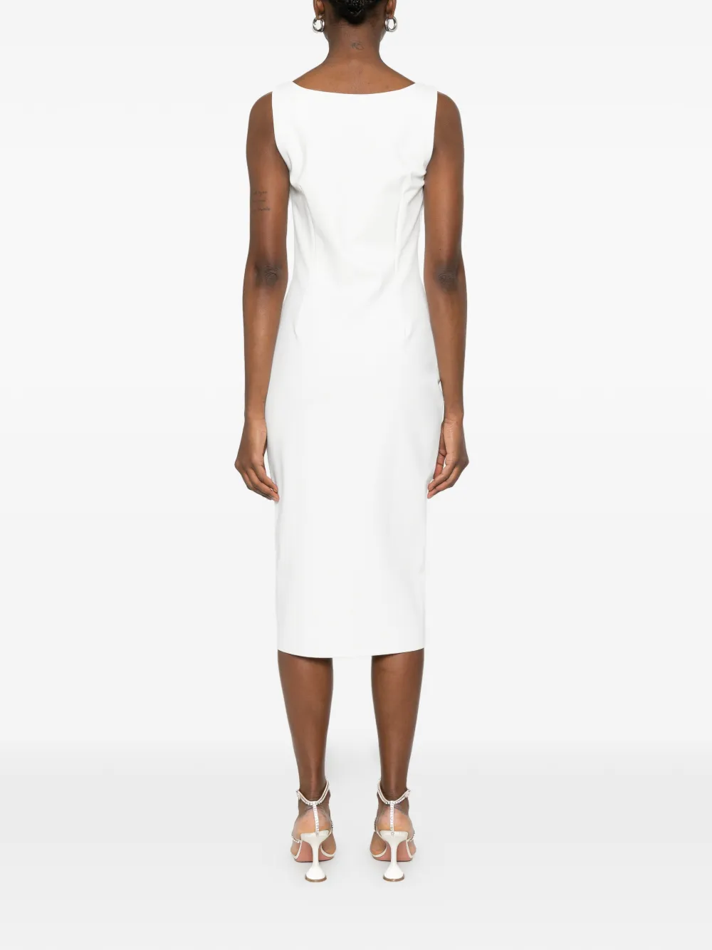 CHIARA BONI La Petite Robe Gilia midi-jurk met vierkante hals Wit