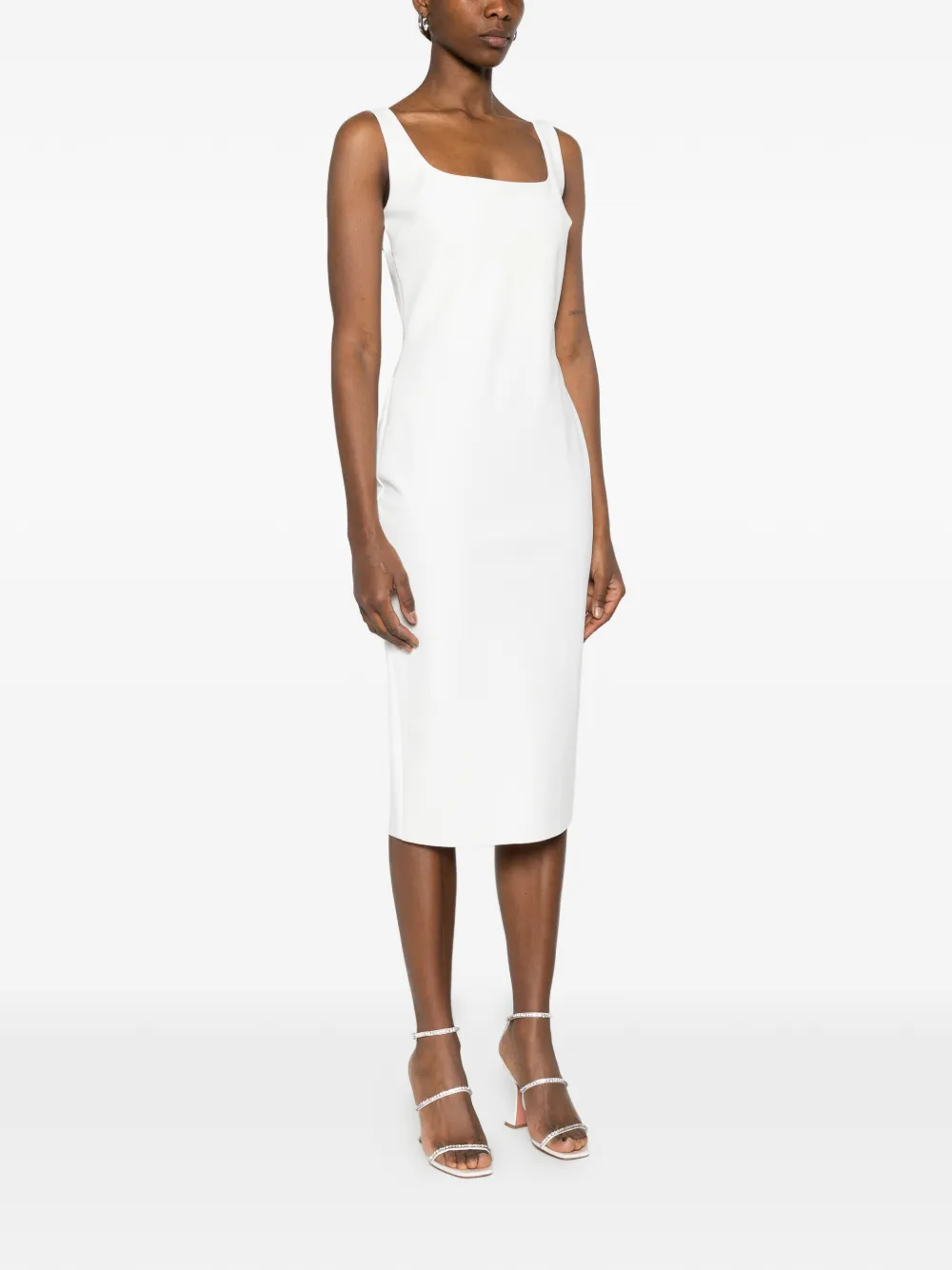 CHIARA BONI La Petite Robe Gilia midi-jurk met vierkante hals Wit