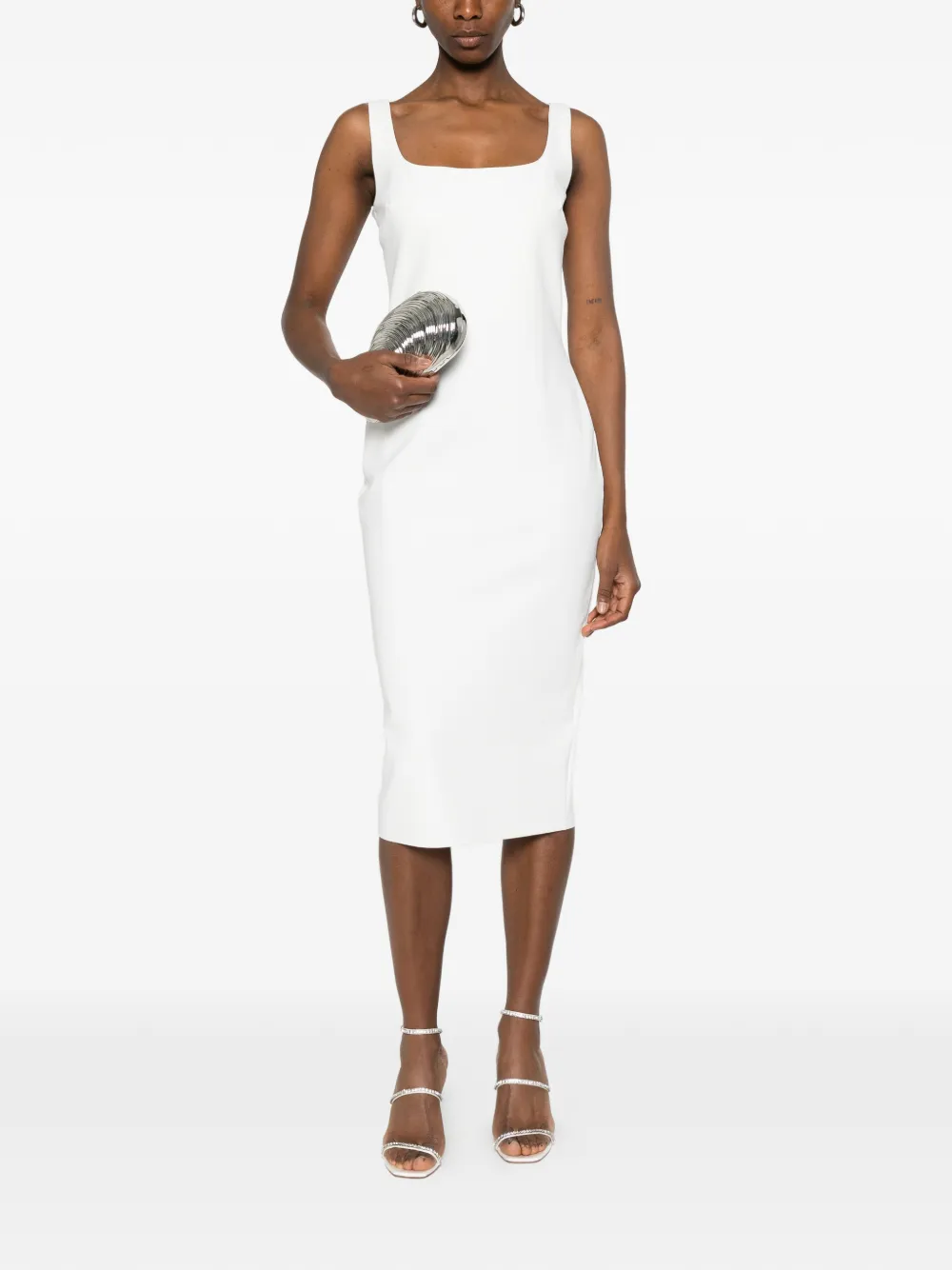 CHIARA BONI La Petite Robe Gilia midi-jurk met vierkante hals Wit