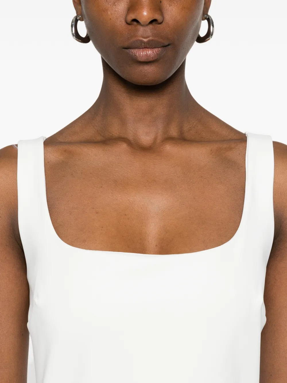 CHIARA BONI La Petite Robe Gilia midi-jurk met vierkante hals Wit
