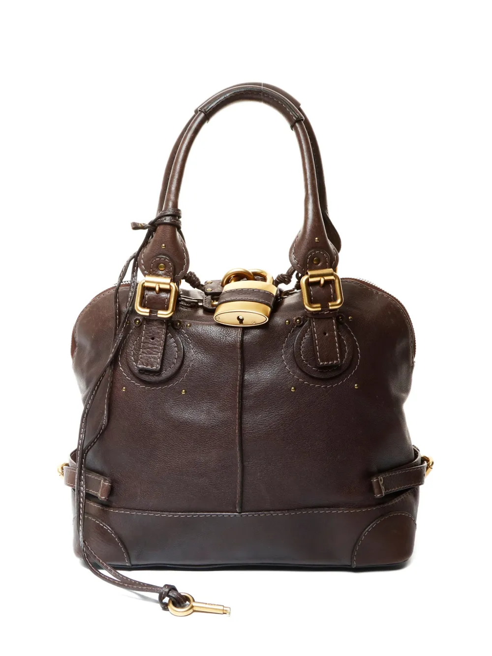 Pre-owned Chloé Padlock Leather Tote Bag In Brown
