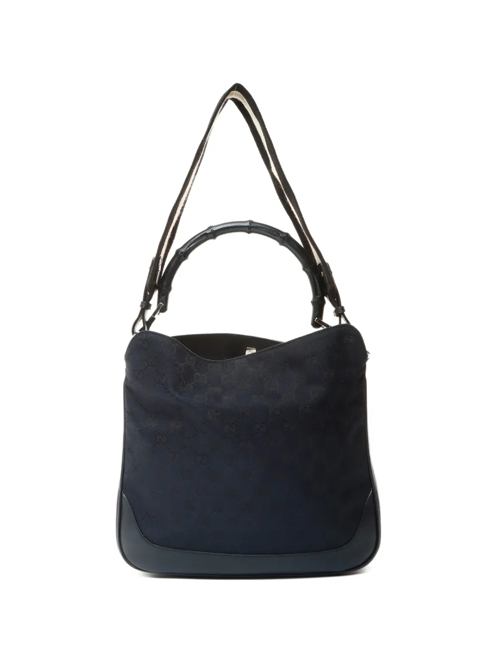 Gucci Pre-Owned 1990s canvas bamboo-handle handbag - Nero