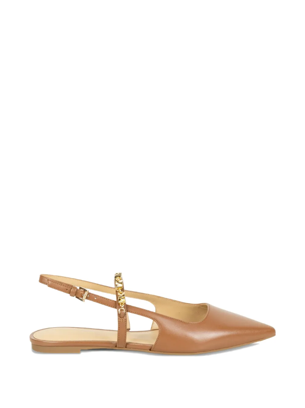 Michael Kors pointed-toe chain-detail ballet flats - Marrone