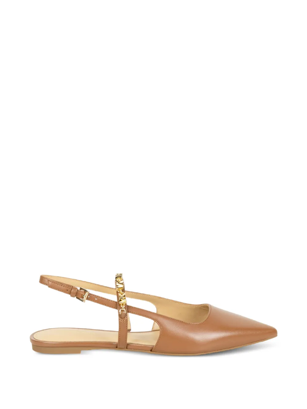 Michael Kors pointed-toe chain-detail ballet flats - Marrone